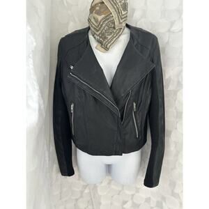 Blank NYC VEGAN Leather Black Medium Asymmetric Zip Moto Biker Jacket ZIPPERS